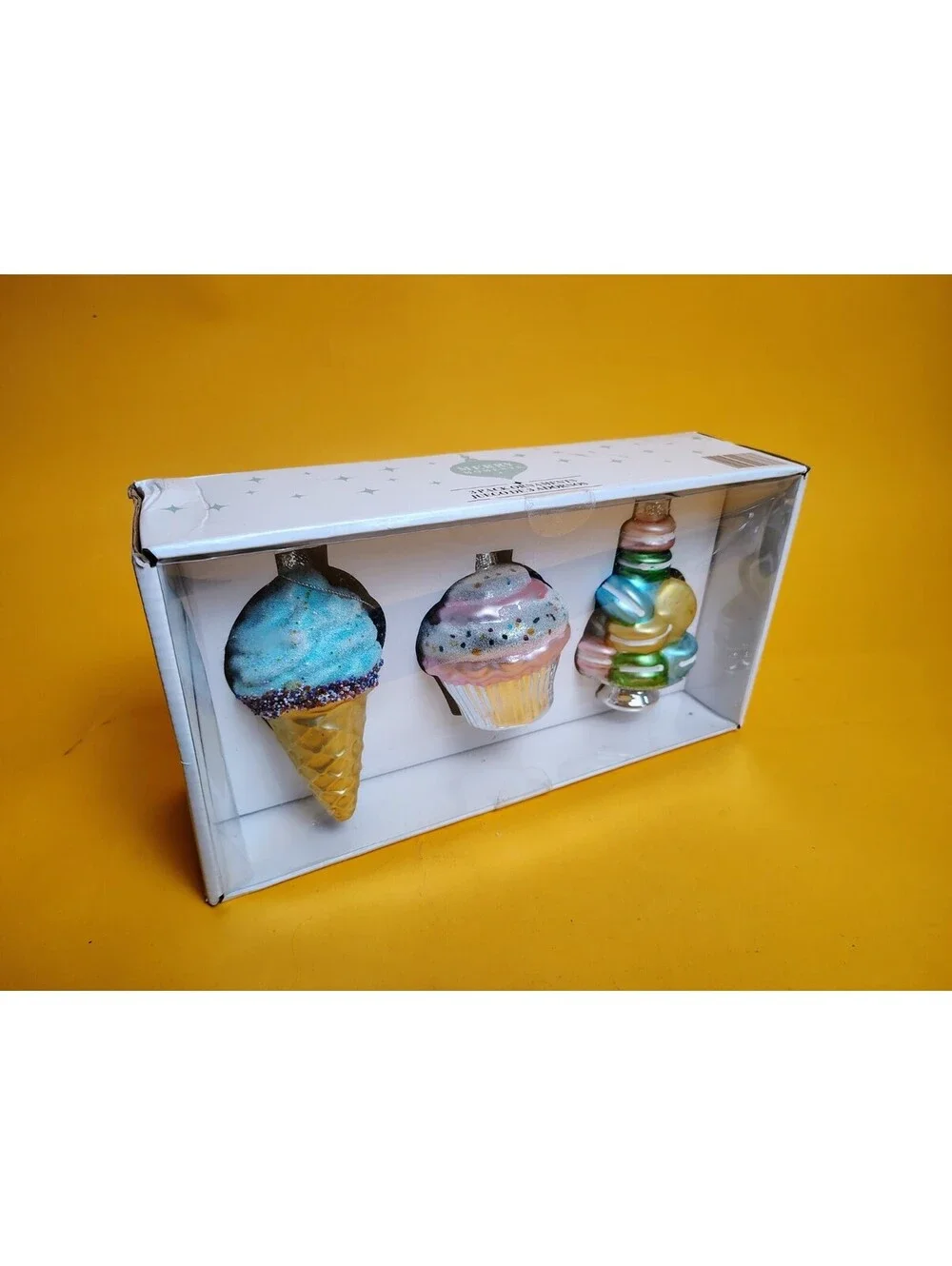 Merry Moments Glass Christmas Ornaments Sweet Treats Ice Cream Cupcake Macaron 3